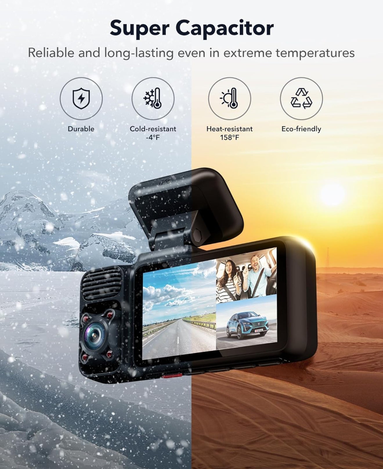 REDTIGER 4K 3 Channel Dash Cam 5G WiFi Built-in GPS, Included 64GB Card, 4K+1080P+1080P Front and Rear Inside Loop Recording, Triple Car Camera with 3 Inch Screen, IR Night Vision, WDR, Parking Mode