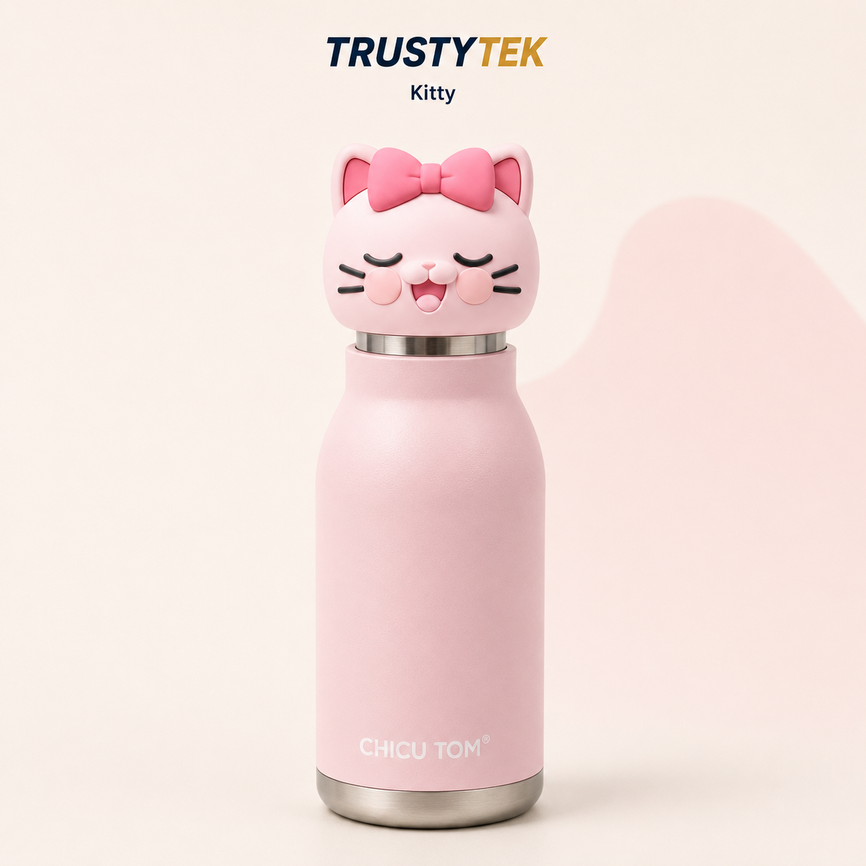Chicu Tom 480ml Kids Insulated Stainless Steel Animal Water Bottle with Straw