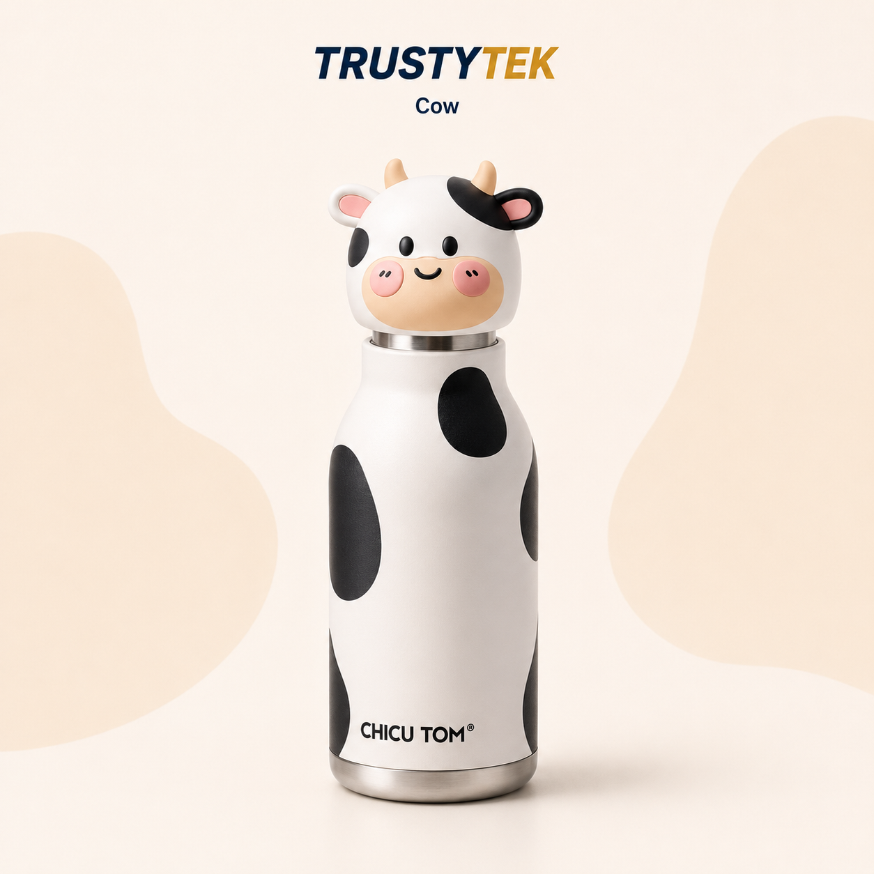 Chicu Tom 480ml Kids Insulated Stainless Steel Animal Water Bottle with Straw