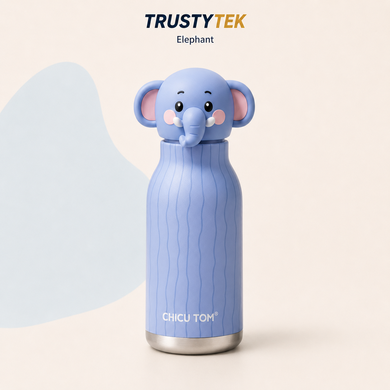 Chicu Tom 480ml Kids Insulated Stainless Steel Animal Water Bottle with Straw