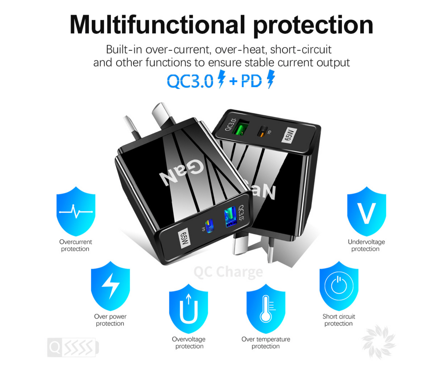 65W USB Type C Charger PD3.0 Australian AU Plug